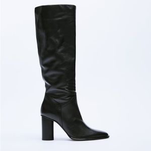 ZARA NEW HEELED LEATHER KNEE HIGH BOOTS SIZE 36